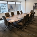12' (144") Simo Boat Shaped Medium Tone Boardroom Table w/ Power